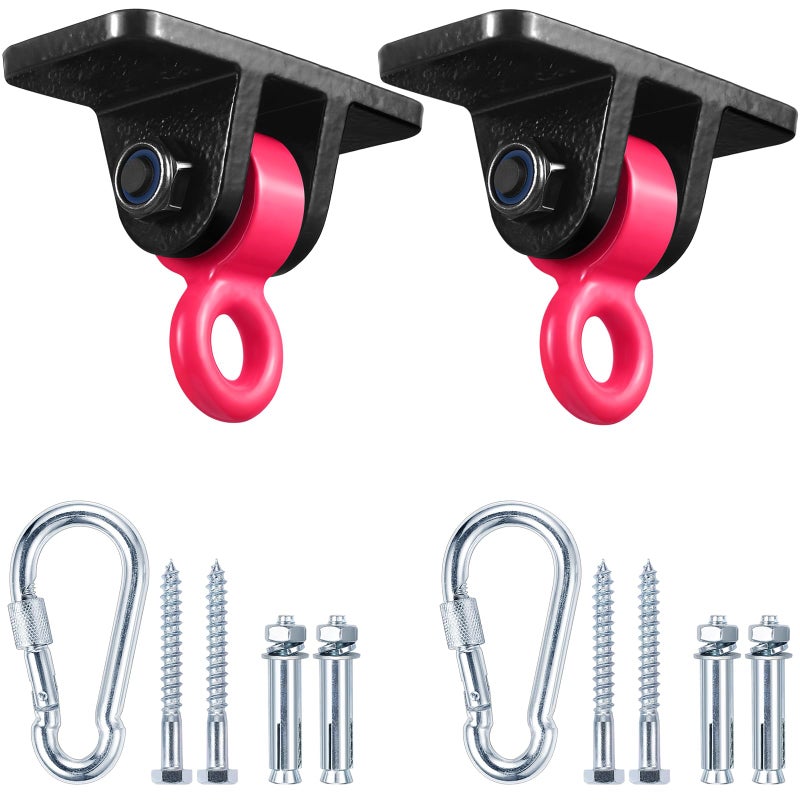 MDAIRC Heavy Duty Swing Hangers for Wooden Sets Playground Porch Indoor Outdoor & Hanging with Snap Hooks (Black and red) - Image 1